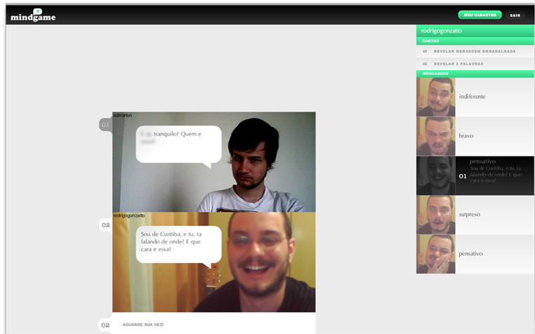 Exemplo de conversa no protótipo funcional do mindgame
