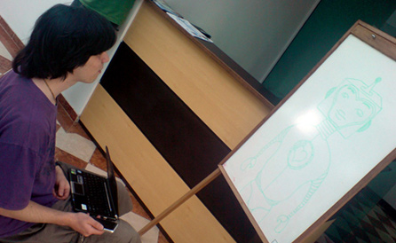 Sendo avaliado pelo robô.